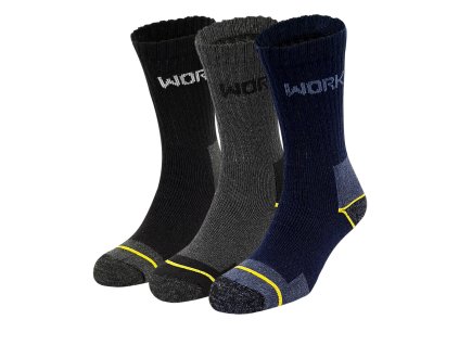 Dressa Work munkavédelmi zokni - 3 pár (Méret 35-38, Szín Fekete/Sötétkék/Sötétszürke)