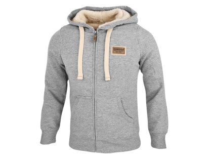 Dressa Home cipzáros kapucnis sherpa bundás bélelt pulóver - melírszürke (Méret XXL, Szín Grey Melange)