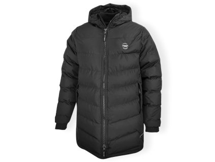 Dressa Basic szőrmés kapucnis férfi téli parka kabát - fekete (Méret XXL, Szín Black (Fekete))