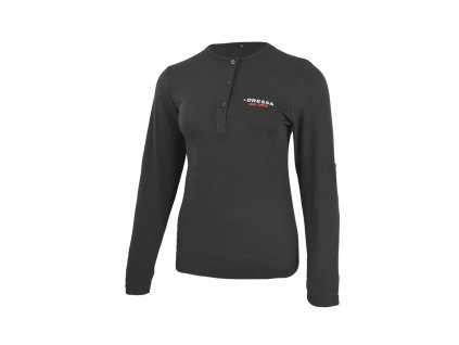 Dressa felgombolható ujjs női gombos póló - fekete (Méret 2XL, Szín Black (Fekete))