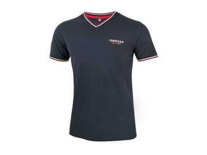 Dressa Collection V nyaks férfi piké póló - sötétkék (Méret 3XL, Szín Navy/Red/White (Sötétkék) #2f303c)