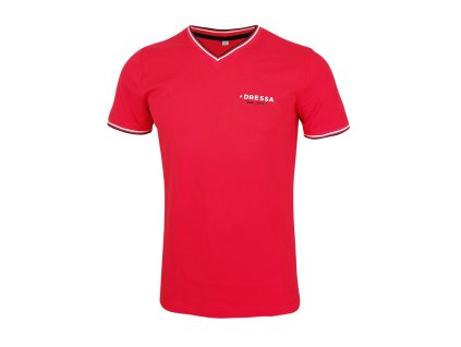 Dressa Collection V nyaks férfi piké póló - piros (Méret 3XL, Szín Red/Navy/White (Piros) #fc2336)