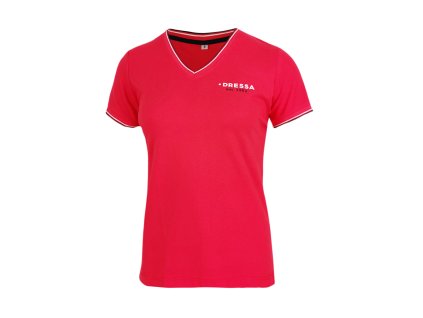 Dressa Collection V nyaks női piké póló - piros (Méret 2XL, Szín Red/Navy/White (Piros) #fc2336)