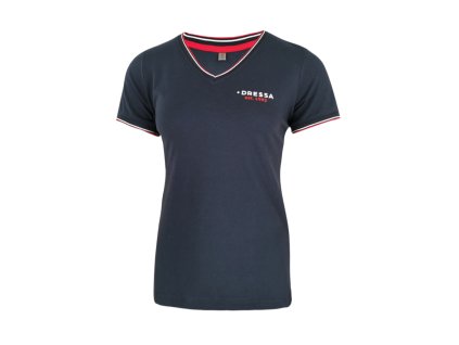 Dressa Collection V nyaks női piké póló - sötétkék (Méret 2XL, Szín Navy/Red/White (Sötétkék) #2f303c)