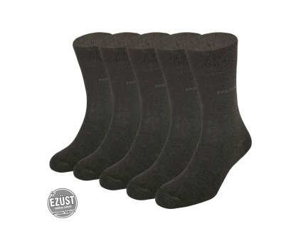 Dressa ezüstszálas gumi nélküli zokni - 5 pár (Méret 47-49, Szín Sötétszürke)