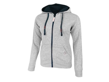 Dressa férfi pamut kapucnis cipzáras pulóver - melírszürke (Méret 2XL, Szín Melírszürke)