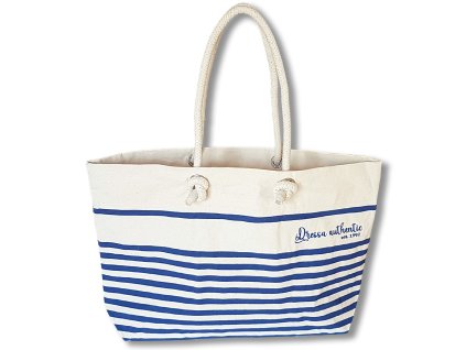 Dressa csíkos nagyméretű strandtáska (Méret Egy méretes, Szín Natural-Navy #203f67)