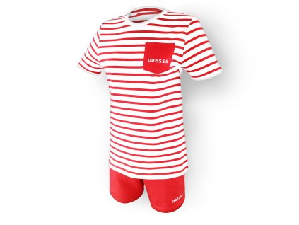 Dressa csíkos női rövidnadrágos pamut pizsama - piros (Méret 2XL, Szín Red (Piros))