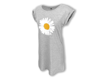 Dressa Chamomile virágmintás pamut női pólóruha - melírszürke (Méret L/XL, Szín Light Gray Heather (szürke) #c9c9c9)