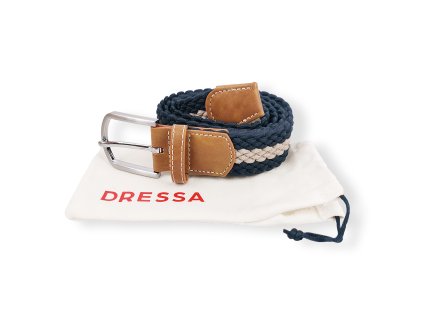 Dressa DRS fonott öv - sötétkék (Méret Egy méretes, Szín Navy/Beige #0f2b53)
