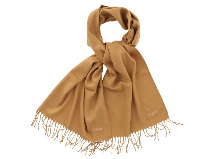 Dressa hímzett nagy méretű téli sál - bézs (Méret Egy méretes, Szín Biscuit #a6663a)