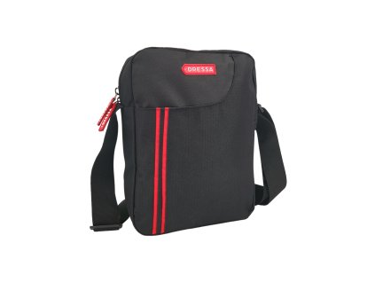 Dressa Messenger sportos zsebes oldaltáska - fekete (Méret Egy méretes, Szín Black/Red (Fekete/ Piros) #ff0f1f)