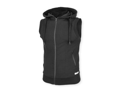 Dressa nagyméretű ujjatlan cipzáros kapucnis férfi pulóver - fekete (Méret 3XL, Szín Black (Fekete))