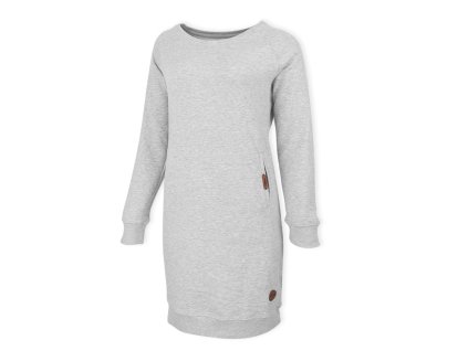Dressa DRS Casual kenguruzsebes hosszított női pamut kapucnis pulóver - melírszürke (Méret XXL, Szín Heather Grey)