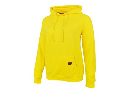 Dressa Casual kenguruzsebes hosszított női pamut kapucnis pulóver - sárga (Méret 2XL, Szín Sárga)