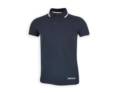 Dressa nagyméretű galléros rövid ujjs pamut férfi piké póló - sötétkék (Méret 3XL, Szín Navy/White/L.Turchese (Sötétkék))