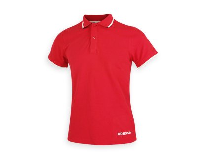 Dressa nagyméretű galléros rövid ujjs pamut férfi piké póló - piros (Méret 3XL, Szín Red/White/Navy (Piros))