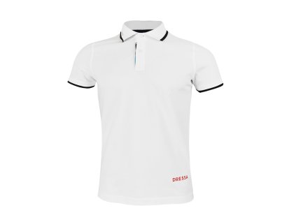 Dressa nagyméretű galléros rövid ujjs pamut férfi piké póló - fehér (Méret 3XL, Szín White/Navy (Fehér))