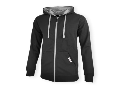 Dressa férfi pamut kapucnis cipzáras pulóver - fekete-szürke (Méret XXL, Szín Black/Grey)