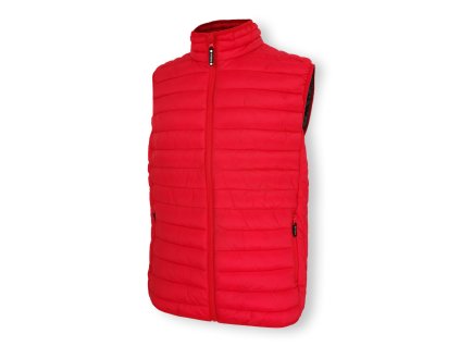 Dressa Basic nagyméretű könnyű tokba hajtható steppelt cipzáros férfi mellény - piros (Méret 4XL, Szín Red (Piros))