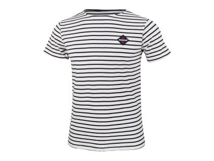 Dressa Vintage nagyméretű csíkos rövid ujjs férfi pamut póló - fehér (Méret 3XL, Szín White/Navy)