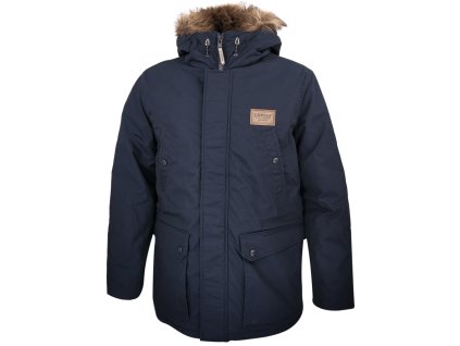 Dressa Basic nagyméretű szőrmés kapucnis férfi téli parka kabát - sötétkék (Méret 4XL, Szín Navy (Sötétkék))