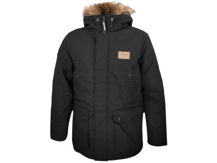 Dressa Basic nagyméretű szőrmés kapucnis férfi téli parka kabát - fekete (Méret 4XL, Szín Black (Fekete))