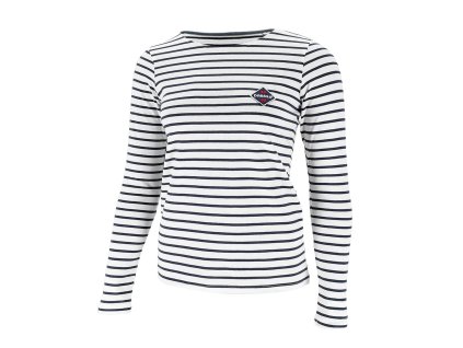 Dressa Vintage csíkos rövid ujjs női pamut póló - fehér (Méret 3XL, Szín White/Navy)