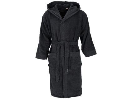Dressa Home kapucnis hosszs ujjs frottír fürdőköpeny köntös - fekete (Méret XXL/3XL, Szín Black (Fekete))