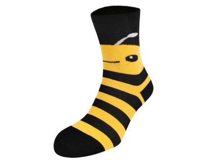 Dressa pamut csíkos méhecskés zokni - fekete (Méret 36-40, Szín Fekete)