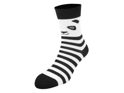 Dressa pamut csíkos pandás zokni - fehér-fekete (Méret 36-40, Szín Fehér-Fekete #ffffff)