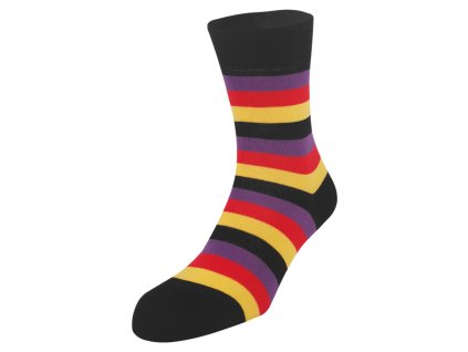 Dressa pamut csíkos Geometry mintás zokni - fekete (Méret 36-40, Szín Fekete)