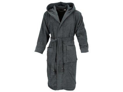 Dressa Home kapucnis hosszs ujjs frottír fürdőköpeny köntös - sötétszürke (Méret XXL/3XL, Szín Antracite (Sötétszürke))
