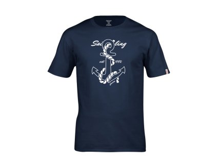 Dressa Sailing horgony mintás környaks rövid ujjs pamut póló - sötétkék (Méret 4XL, Szín Navy (Sötétkék))