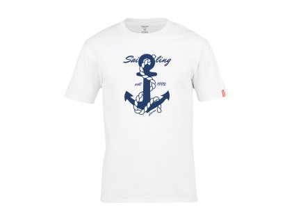 Dressa Sailing horgony mintás környaks rövid ujjs pamut póló - fehér (Méret 4XL, Szín White (Fehér))