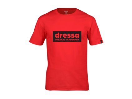 Dressa Inverse feliratos környaks rövid ujjs pamut póló - piros (Méret 3XL, Szín Red)