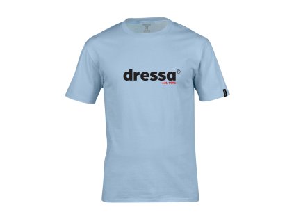 Dressa Lowercase feliratos környaks rövid ujjs pamut póló - világoskék (Méret XXL, Szín Light Blue)