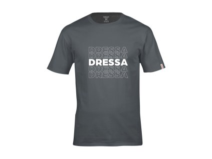 Dressa Ripples feliratos környaks rövid ujjs pamut póló - sötétszürke (Méret 3XL, Szín Charcoal)