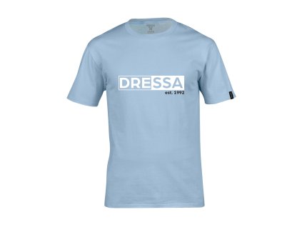 Dressa Mirror feliratos környaks rövid ujjs pamut póló - világoskék (Méret XXL, Szín Light Blue)