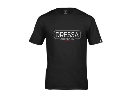 Dressa Authentic feliratos környaks rövid ujjs pamut póló - fekete (Méret 4XL, Szín Black)