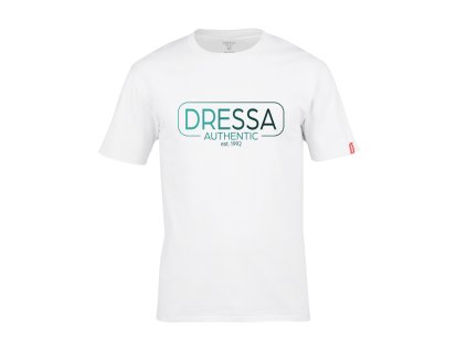 Dressa Authentic feliratos környaks rövid ujjs pamut póló - fehér (Méret 4XL, Szín White)