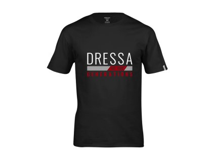 Dressa Generations feliratos környaks rövid ujjs pamut póló - fekete (Méret 4XL, Szín Black)