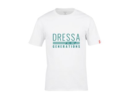 Dressa Generations feliratos környaks rövid ujjs pamut póló - fehér (Méret 4XL, Szín White)