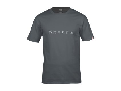 Dressa Thin feliratos környaks rövid ujjs pamut póló - sötétszürke (Méret 3XL, Szín Charcoal)
