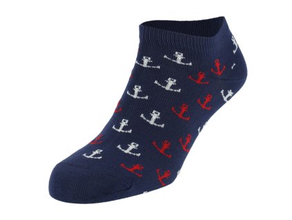 Dressa Sailing hajó mintás csíkos pamut titokzokni - sötétkék (Méret 41-45, Szín Piros-Fehér-Kék)