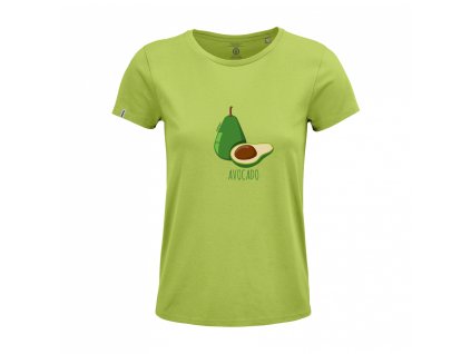 Dressa Avocado mintás női környaks rövid ujjs biopamut póló - zöld (Méret XXL, Szín Apple Green)