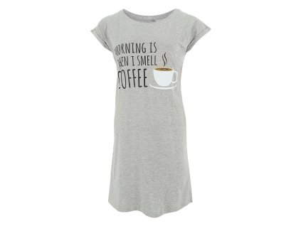 Dressa Coffee mintás pamut pólóruha - melírszürke (Méret L/XL, Szín Light Gray Heather (szürke) #c9c9c9)