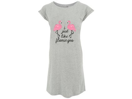 Dressa Flamingo Pink mintás pamut pólóruha - melírszürke (Méret L/XL, Szín Light Gray Heather (szürke) #c9c9c9)