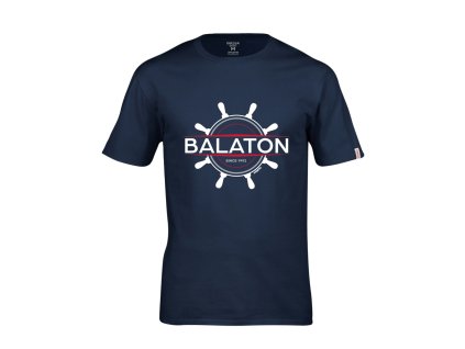 Dressa Balaton feliratos környaks rövid ujjs pamut póló - sötétkék (Méret 4XL, Szín Navy)