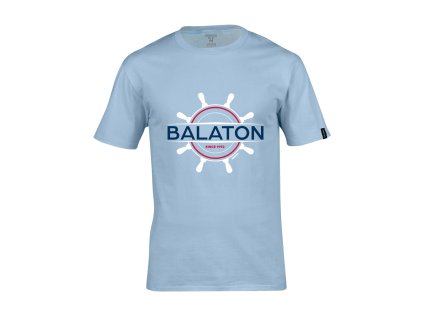 Dressa Balaton feliratos környaks rövid ujjs pamut póló - világoskék (Méret XXL, Szín Light Blue)